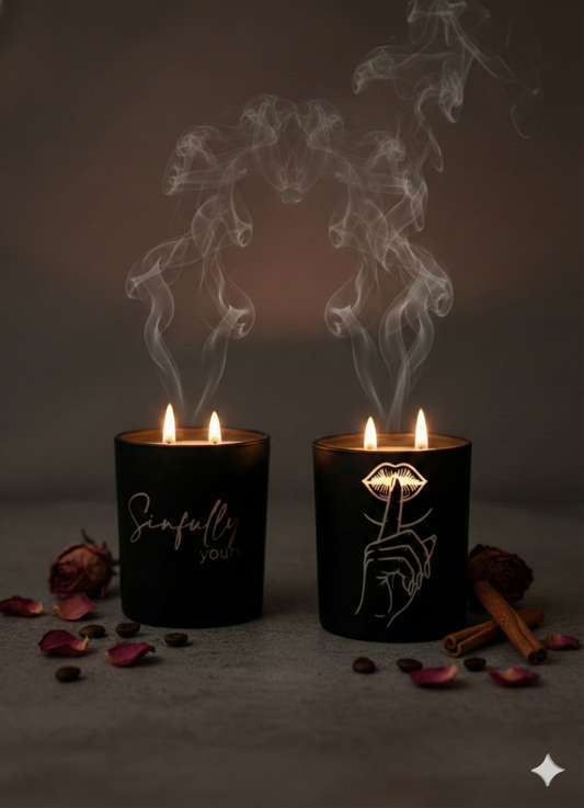 Personalized Candle – Engraved Black Jar Luxury Candle 10oz with Custom Wood Lid – Signature Scent Gift