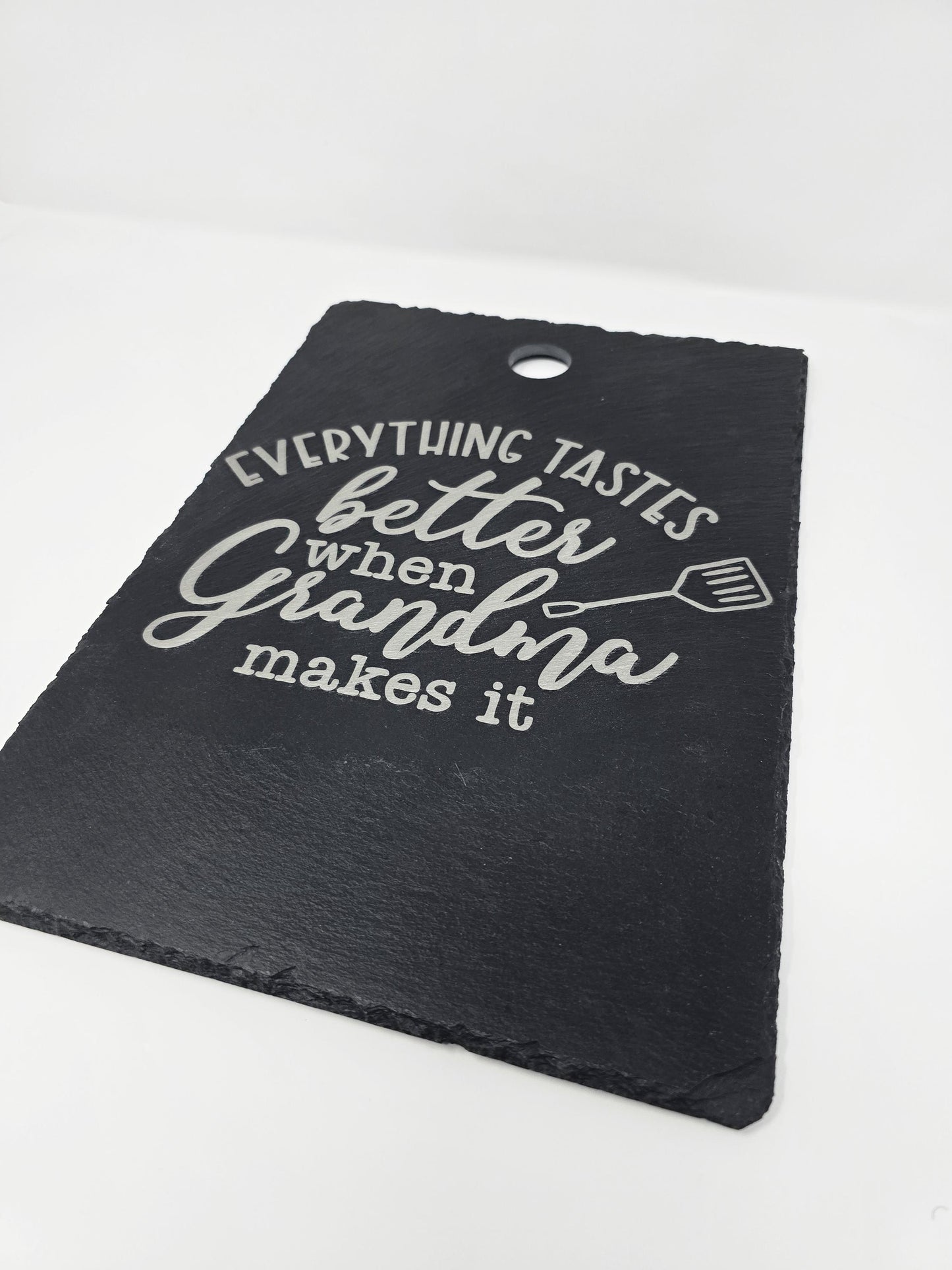 Engraved Cutting Board – “Everything Tastes Better When Grandma Makes It” – Gift for Grandma – Rustic Kitchen Decor – Personalized Board