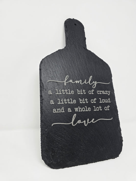 Engraved Slate Board – Family Quote – Custom Cutting Board –